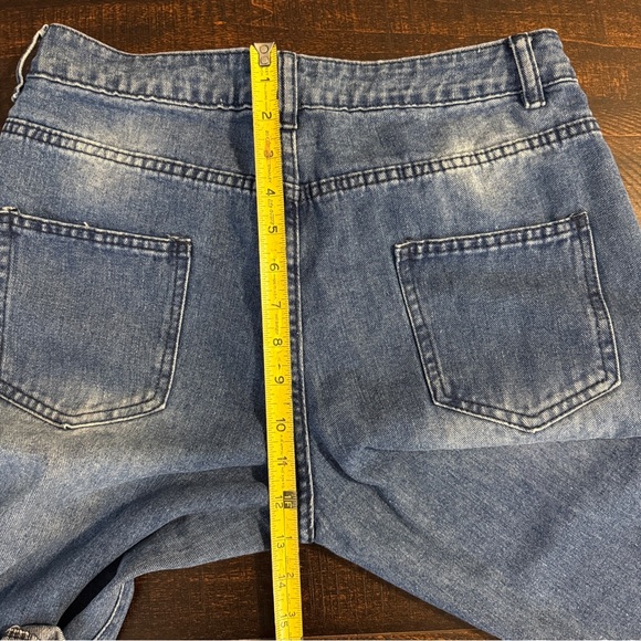 Distressed Baseball Patch Boyfriend Jeans Blue Size 8 - Picture 17 of 17